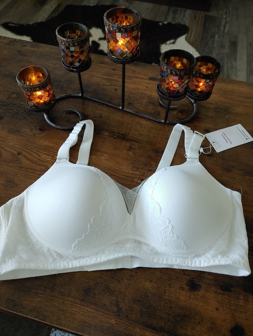 NWT Sexy SONASHAPE Feminine White Lace 1X Padded Underwire Bra